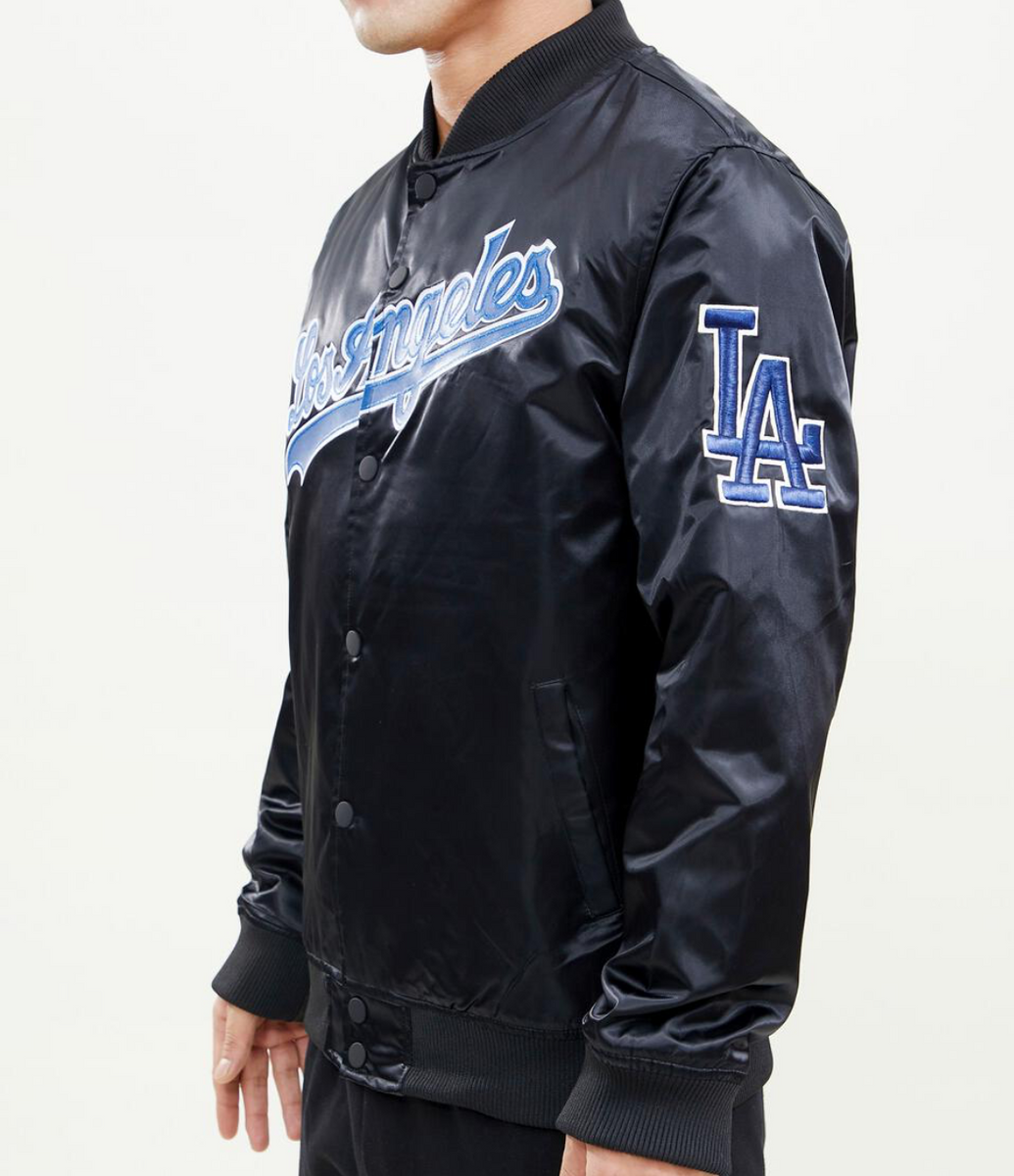 LA Dodgers M&N Lightweight Satin Jacket Wordmark Blue