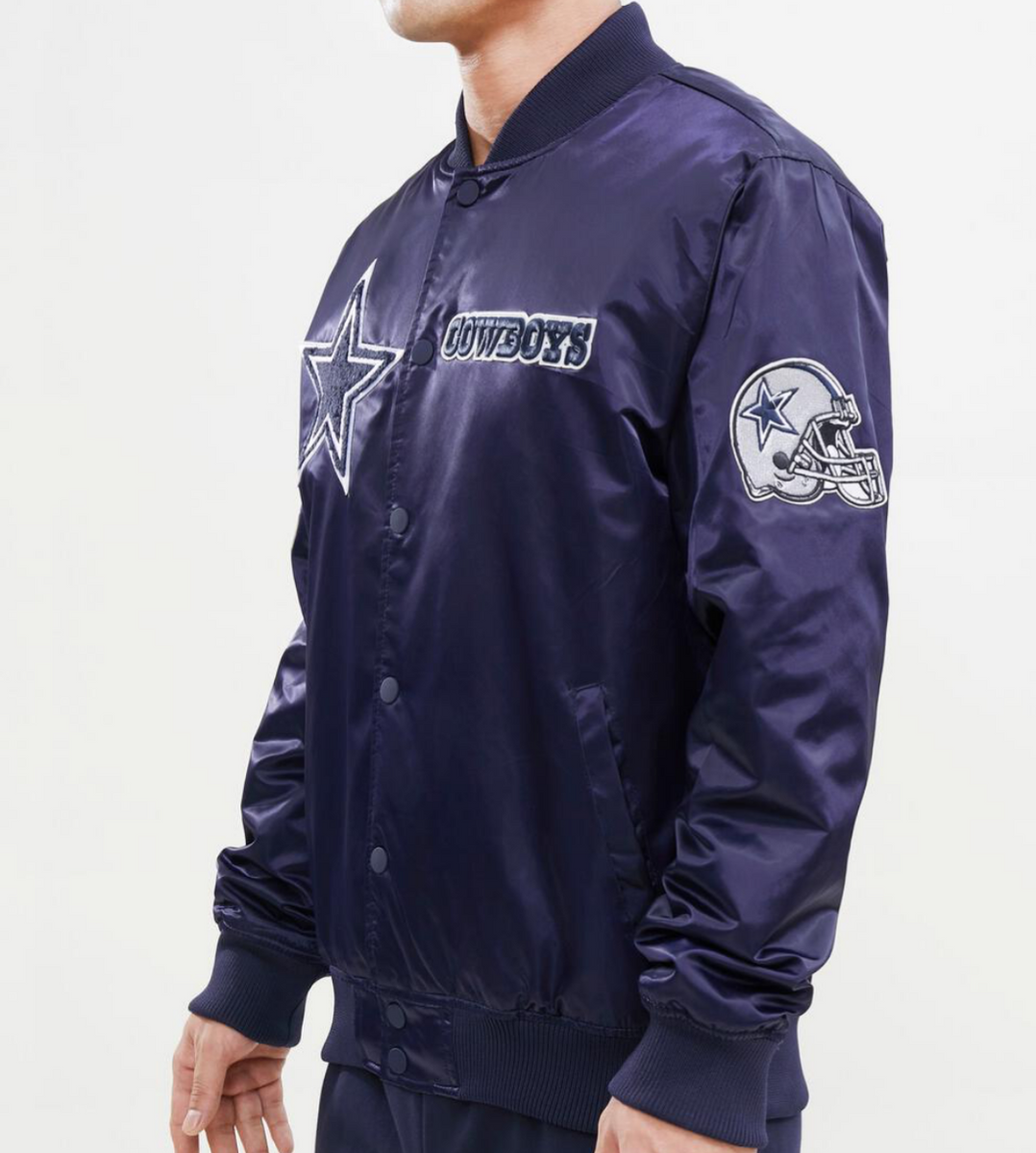 DALLAS COWBOYS CHEST HIT LOGO SATIN JACKET (SILVER) – Pro Standard