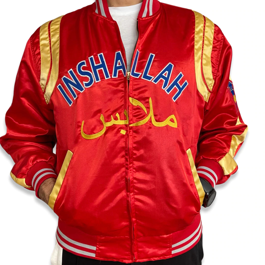 ATLANTA BRAVES CHEST HIT LOGO SATIN JACKET (RED)