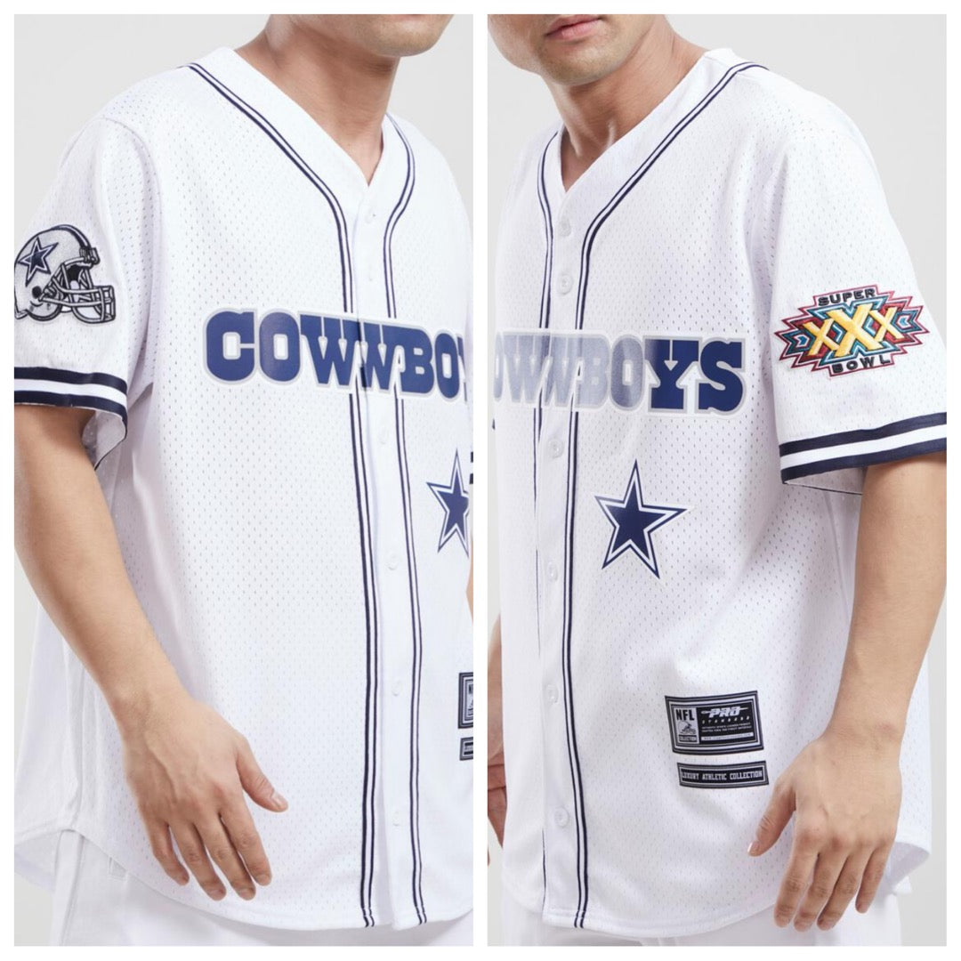 Men's Pro Standard White Dallas Cowboys Mesh Button-Up Shirt