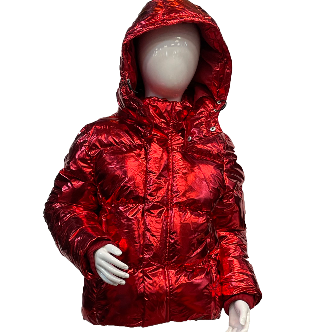 Metallic red clearance puffer jacket