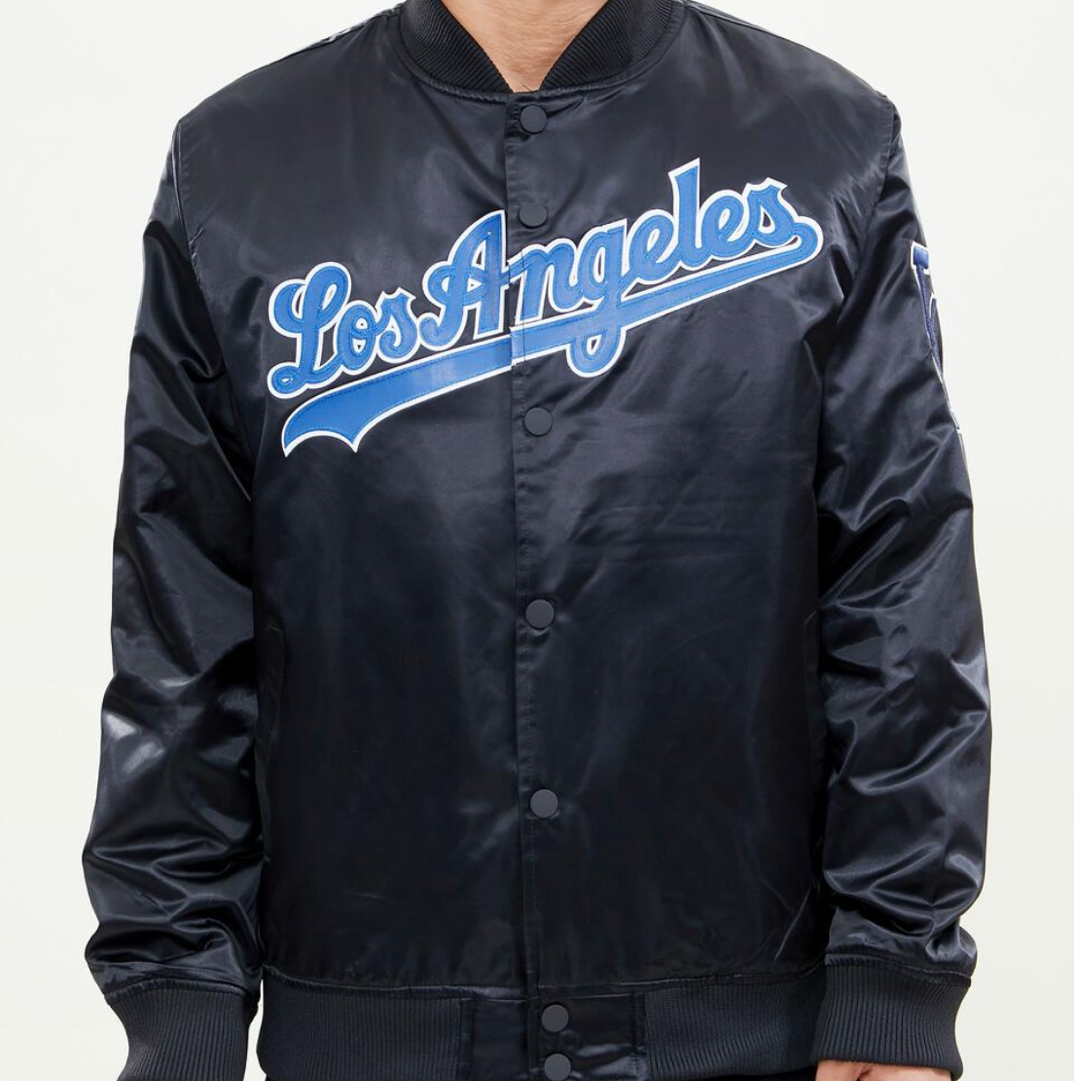 LA Dodgers M&N Lightweight Satin Jacket Wordmark Blue